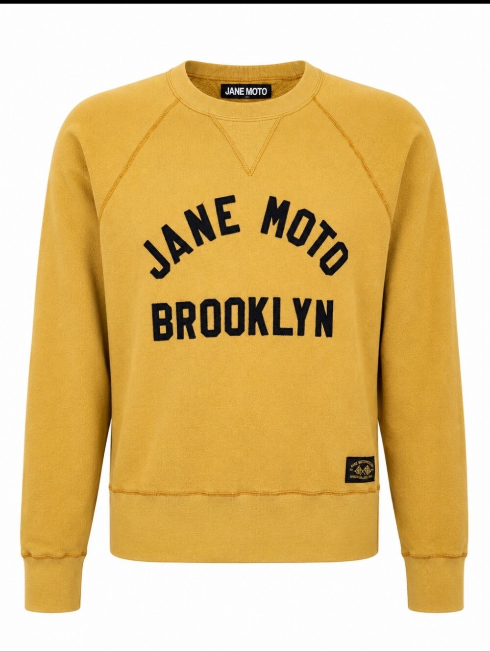 Jane Moto Brooklyn Sweatshirt XL Mustard Yellow USA Made Moto Pullover Streetwea
